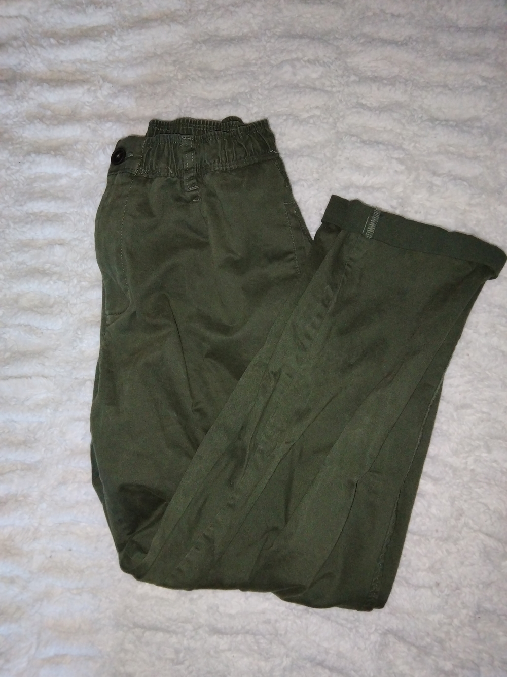Zara Olive Green Elastic-Waist Chinos